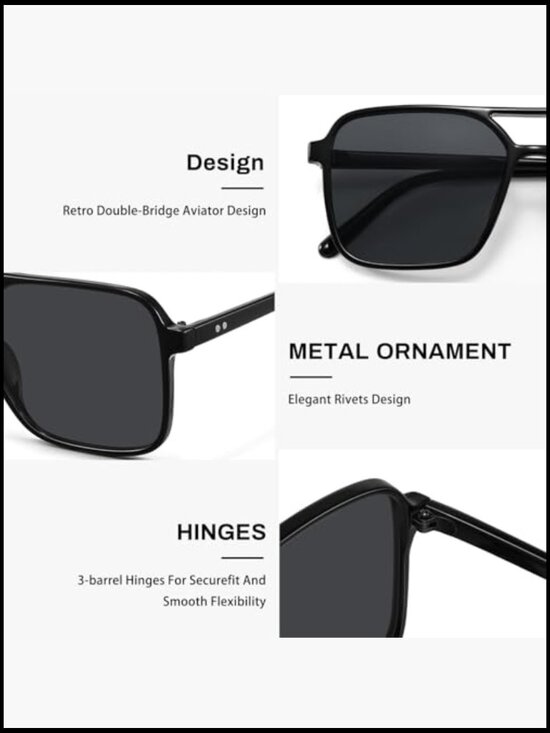 Square Aviator Sunglasses Retro Trendy UV Protection Shades main image 5